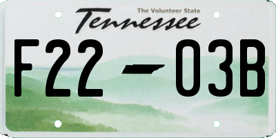 TN license plate F2203B