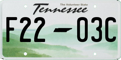 TN license plate F2203C