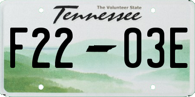TN license plate F2203E