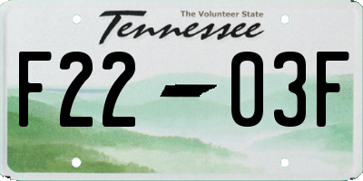 TN license plate F2203F
