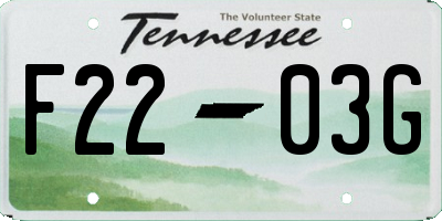 TN license plate F2203G