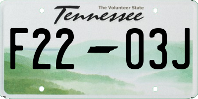 TN license plate F2203J