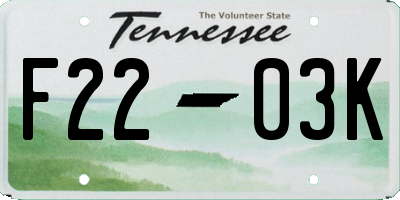 TN license plate F2203K
