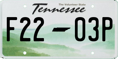 TN license plate F2203P