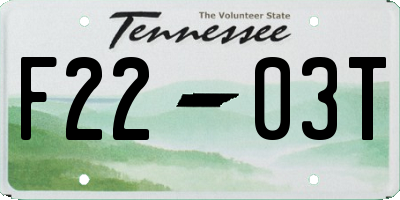 TN license plate F2203T