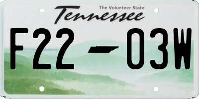 TN license plate F2203W