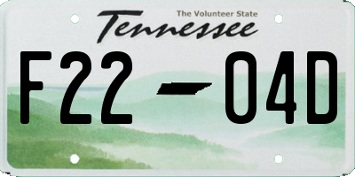 TN license plate F2204D