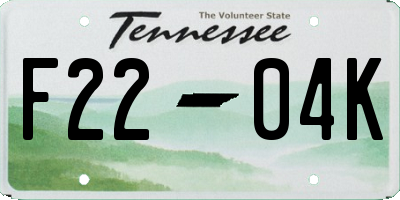 TN license plate F2204K