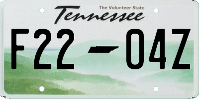 TN license plate F2204Z