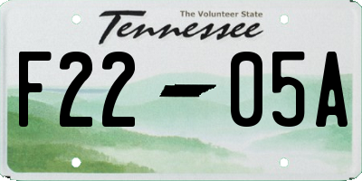 TN license plate F2205A