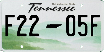 TN license plate F2205F