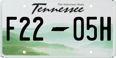 TN license plate F2205H