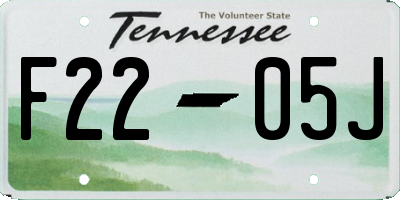 TN license plate F2205J