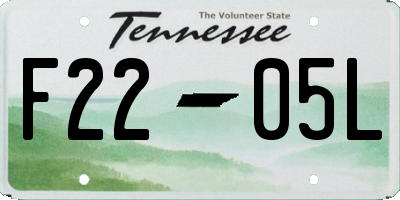 TN license plate F2205L