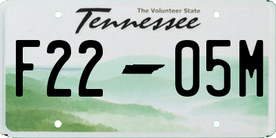 TN license plate F2205M