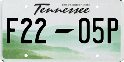 TN license plate F2205P