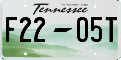 TN license plate F2205T