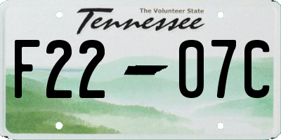 TN license plate F2207C