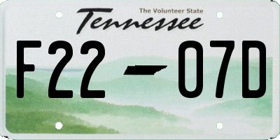 TN license plate F2207D