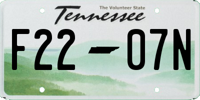 TN license plate F2207N