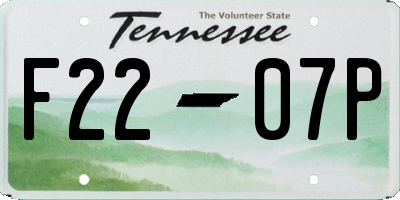 TN license plate F2207P