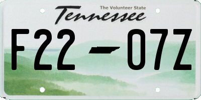 TN license plate F2207Z