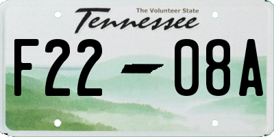 TN license plate F2208A