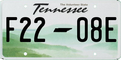 TN license plate F2208E