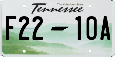 TN license plate F2210A