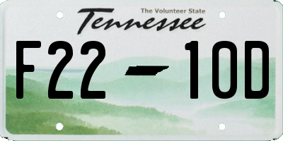 TN license plate F2210D