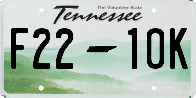 TN license plate F2210K