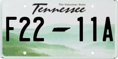 TN license plate F2211A