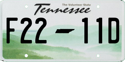 TN license plate F2211D
