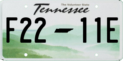 TN license plate F2211E