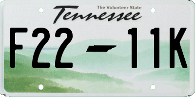 TN license plate F2211K