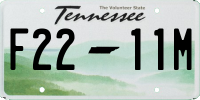 TN license plate F2211M