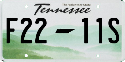 TN license plate F2211S