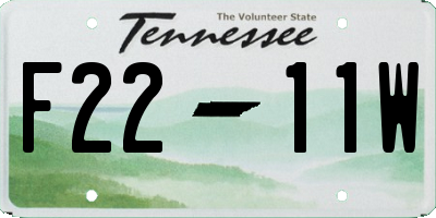 TN license plate F2211W