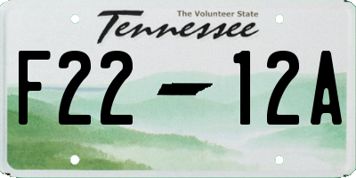 TN license plate F2212A