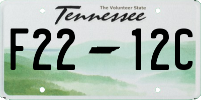 TN license plate F2212C