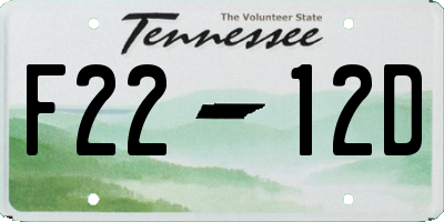 TN license plate F2212D