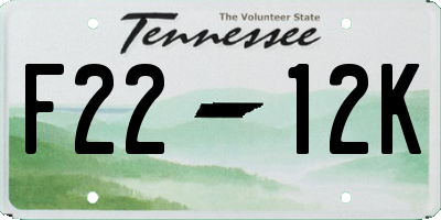 TN license plate F2212K