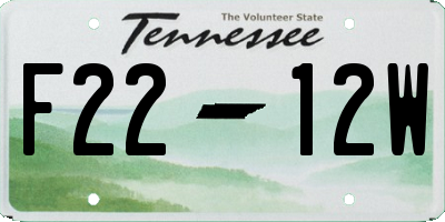 TN license plate F2212W