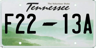 TN license plate F2213A