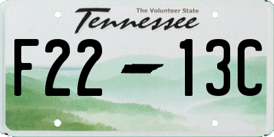 TN license plate F2213C