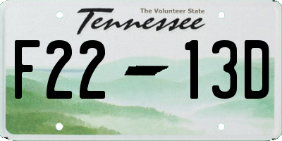 TN license plate F2213D