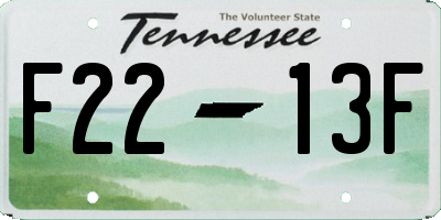 TN license plate F2213F