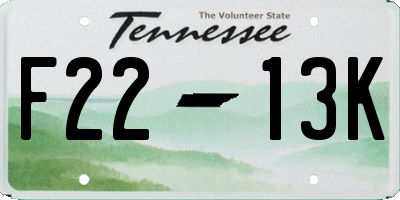 TN license plate F2213K