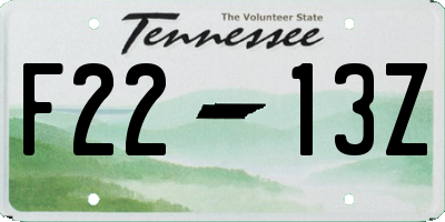TN license plate F2213Z