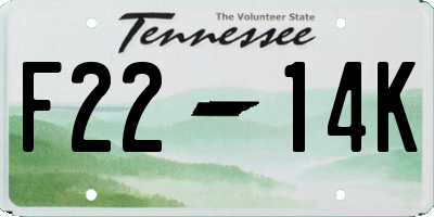 TN license plate F2214K